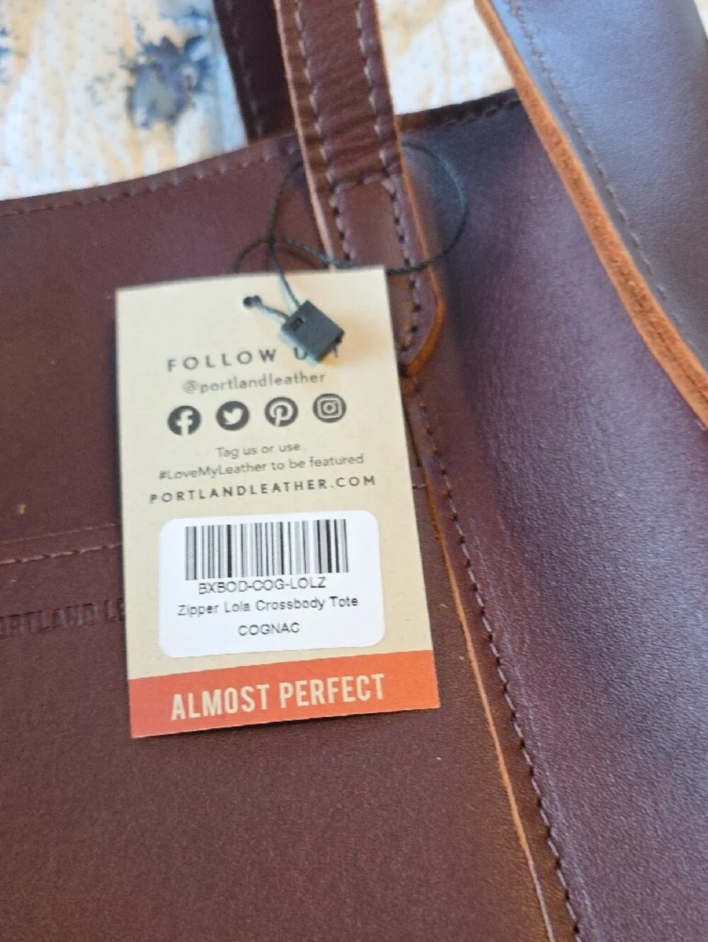 Portland Leather Brown Leather Lola Crossbody Tote with Top Handles